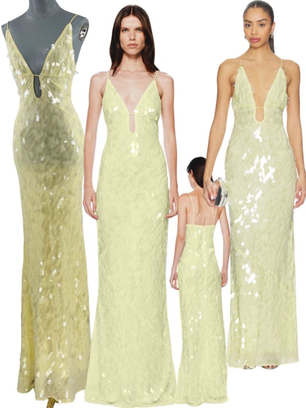 MISHA COLLECTION Lemon Sequin Maxi Dress
